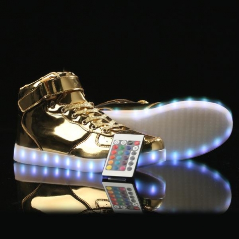 BlinkingShoes Men&Women High-Top Gold With Free Remote Control