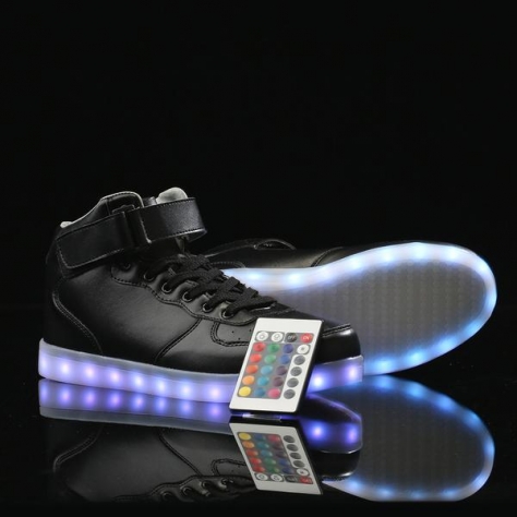 BlinkingShoes Men&Women High Top Black With Free Remote Control